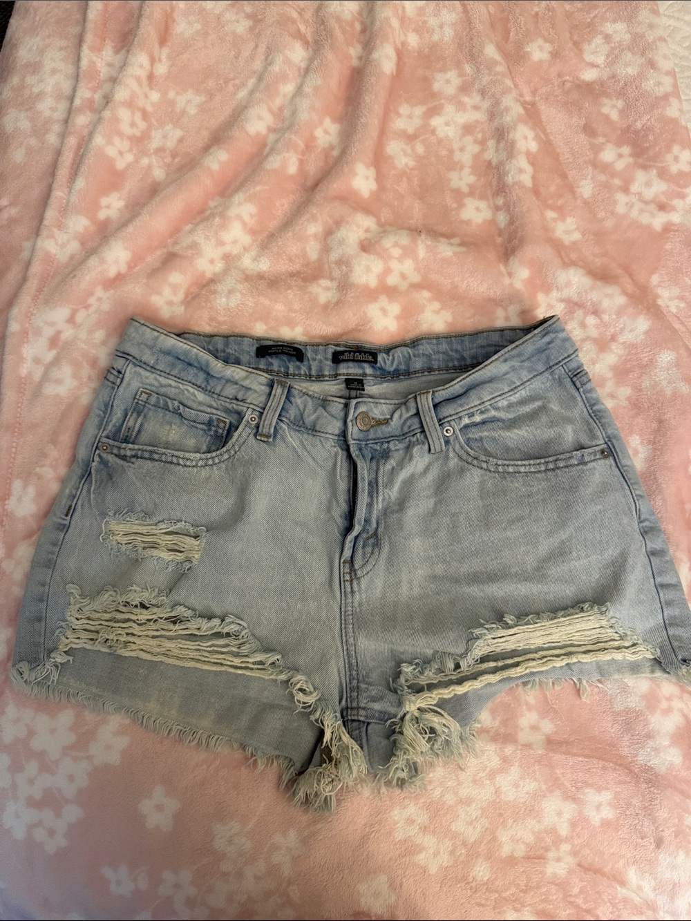 wild fable Light Blue Frayed Denim Shorts